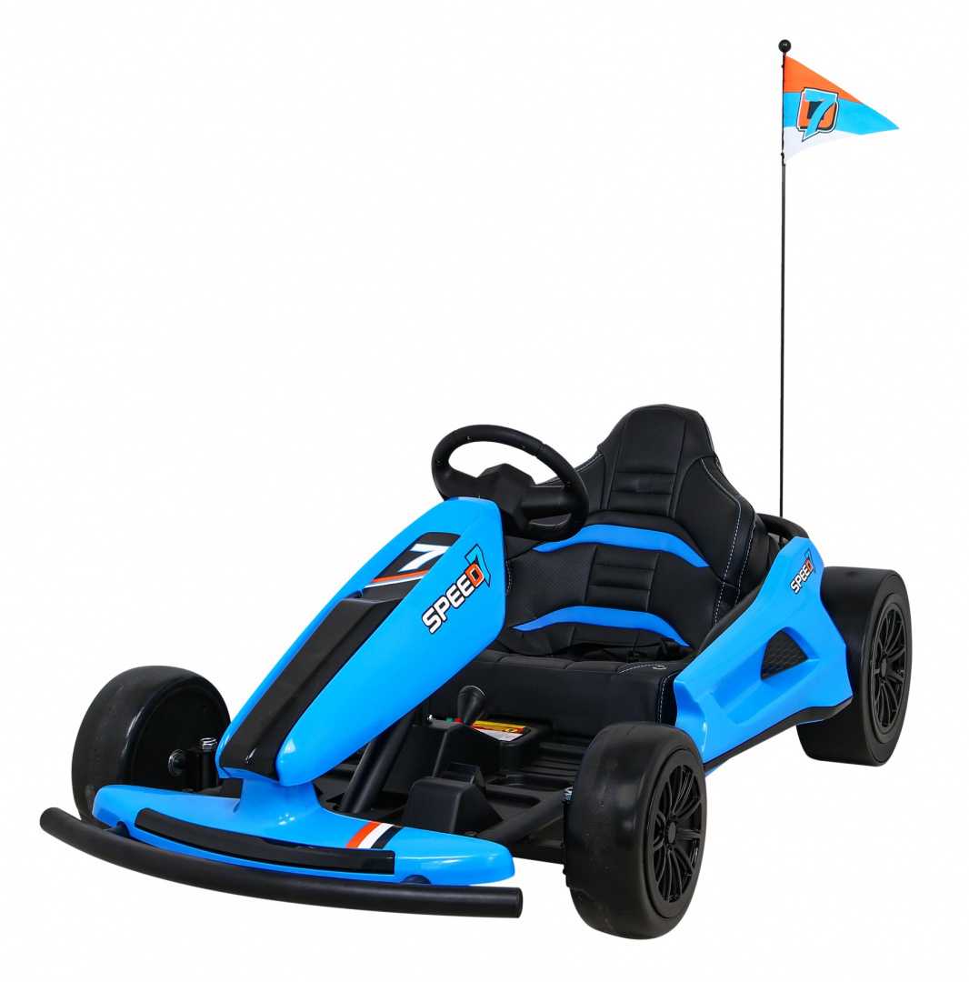 Vaikiškas vienvietis elektrinis kartingas Speed 7 Drift King, mėlynas