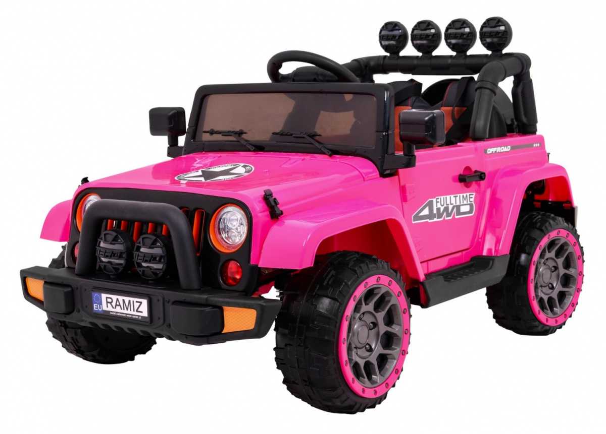 Vienvietis elektromobilis 4WD, rožinis
