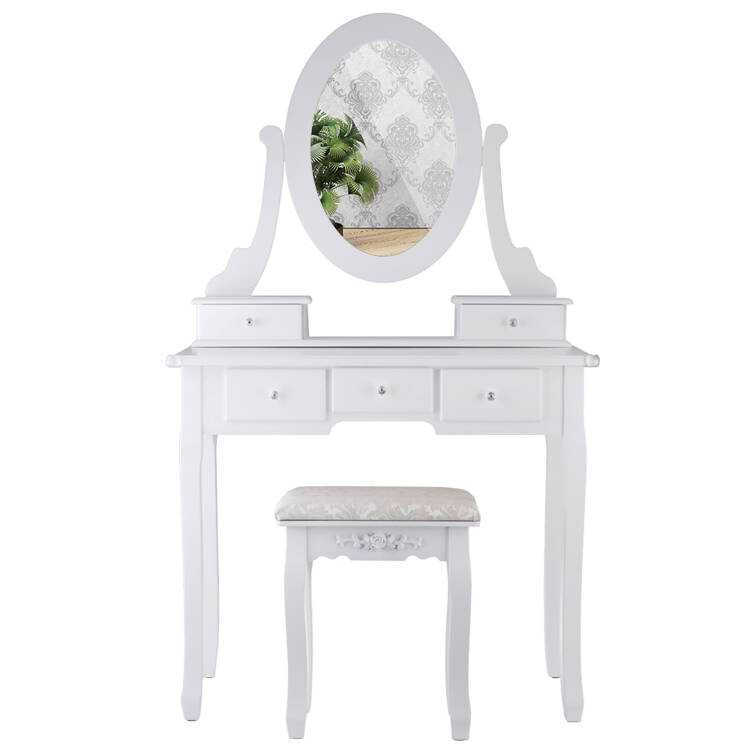 Elegantiškas grožio staliukas, baltas