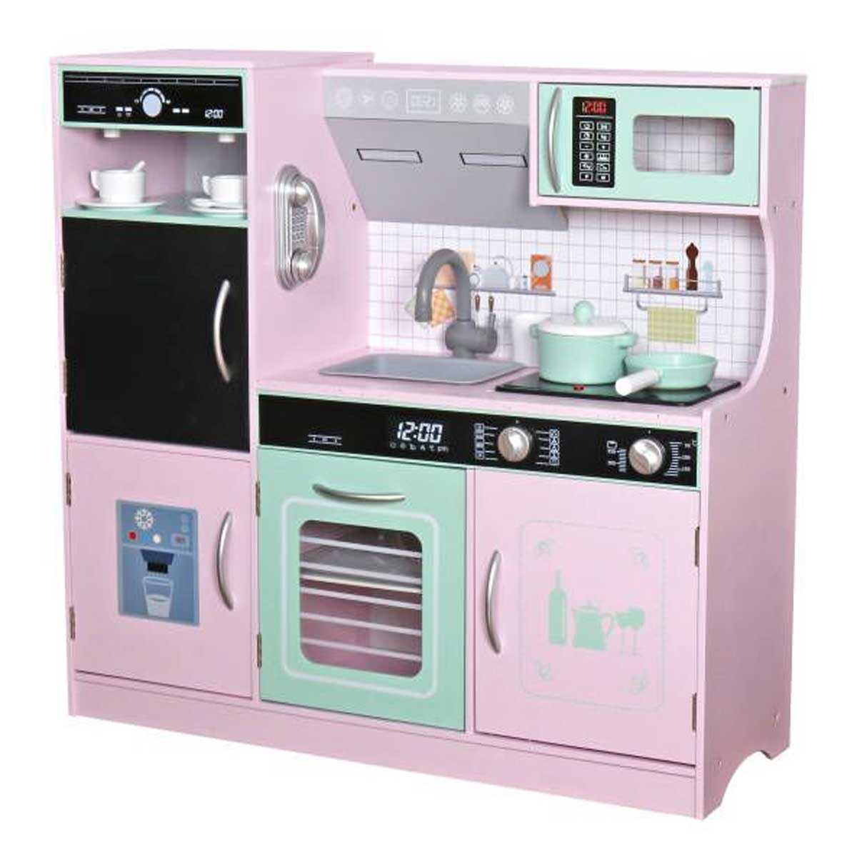 Medinė virtuvėlė vaikams 87x30x83,5 cm rožinės spalvos