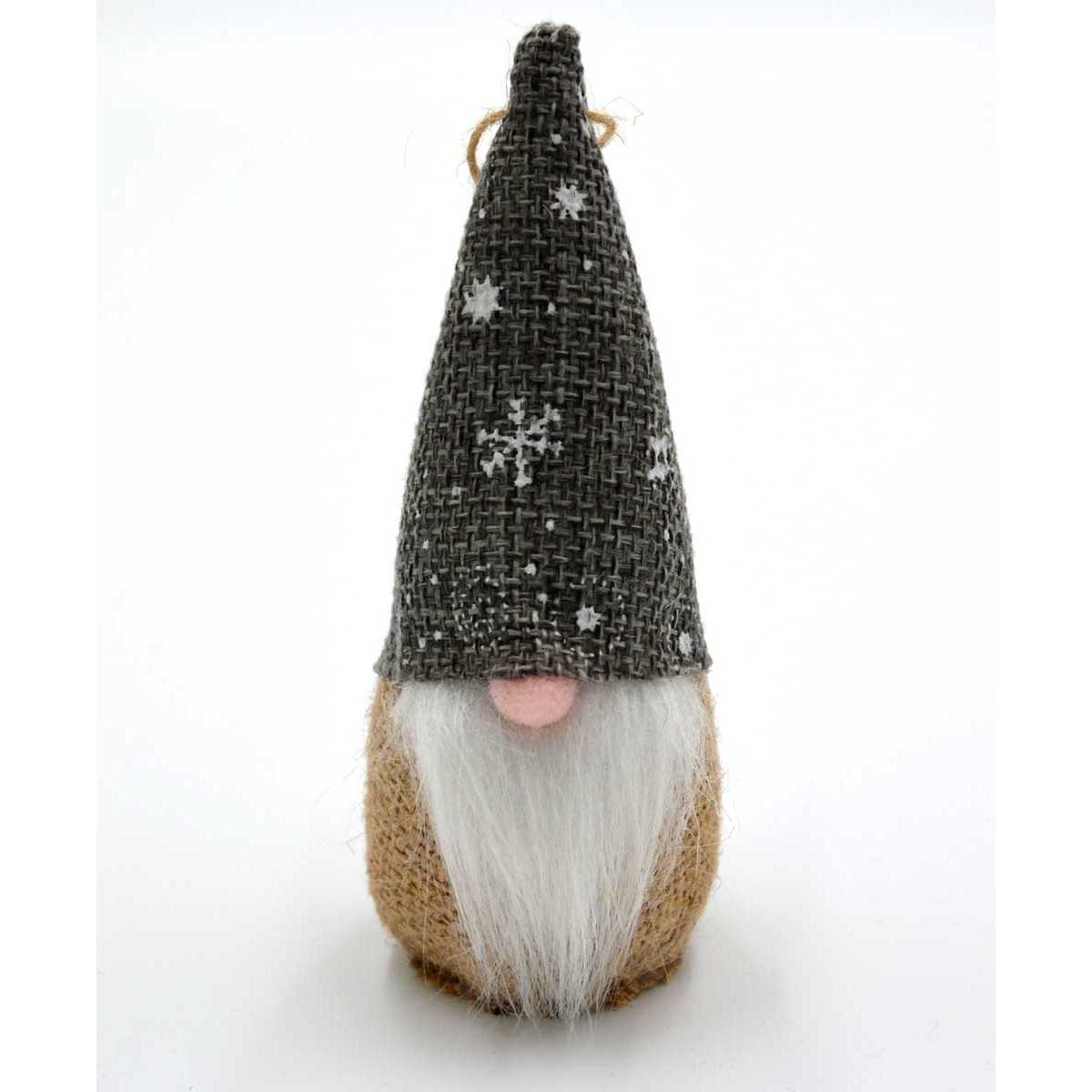 Kalėdinė dekoracija, nykštukas su pilka kepure