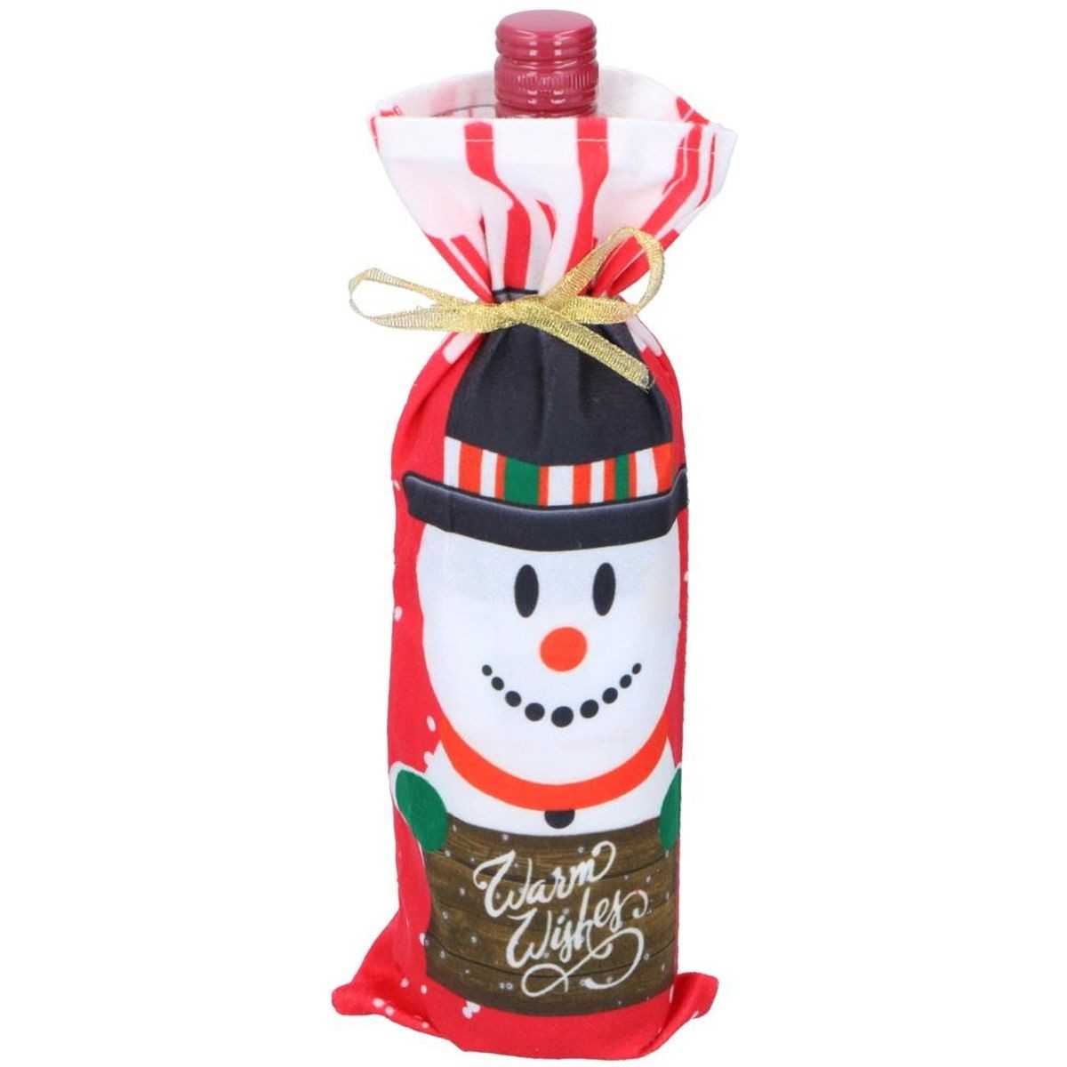 Kalėdinis krepšys buteliui - Sniego senis