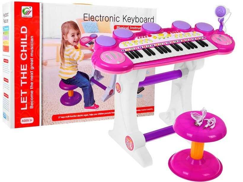 Vaikiškas pianinas su kėdute ir mikrofon