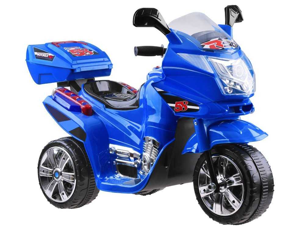 Elektrinis motociklas su LED šviesomis, mėlynos spalvos