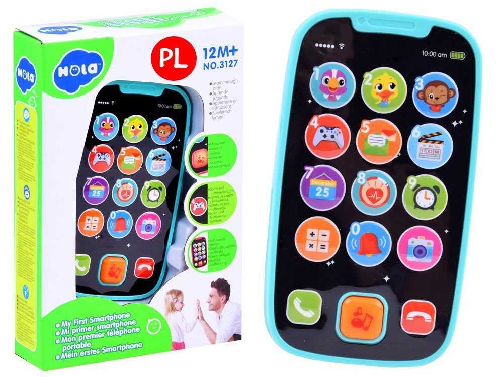 Vaikiškas interaktyvus telefonas, mėlynos spalvos