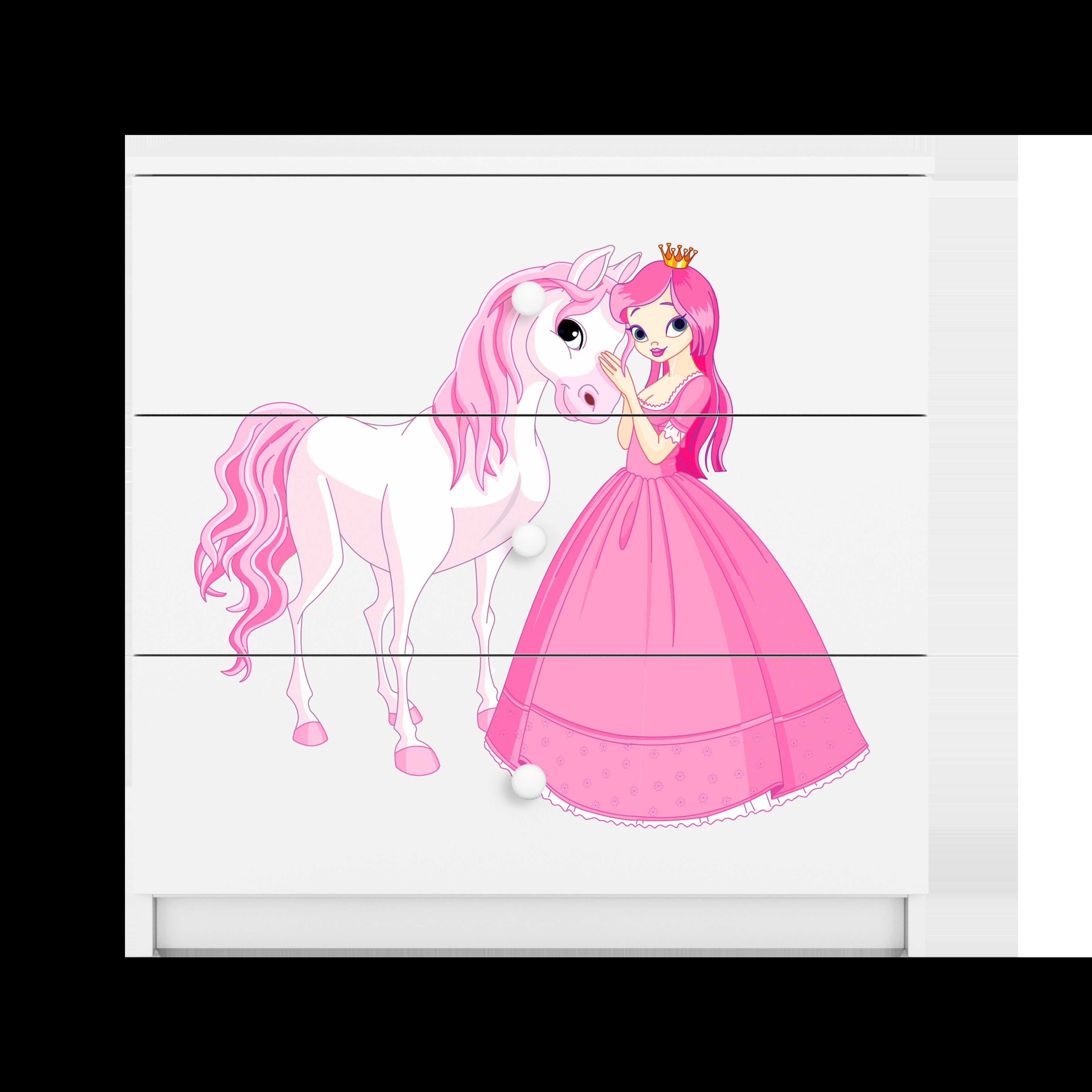 Komoda Babydreams - Princesė ir arklys, balta