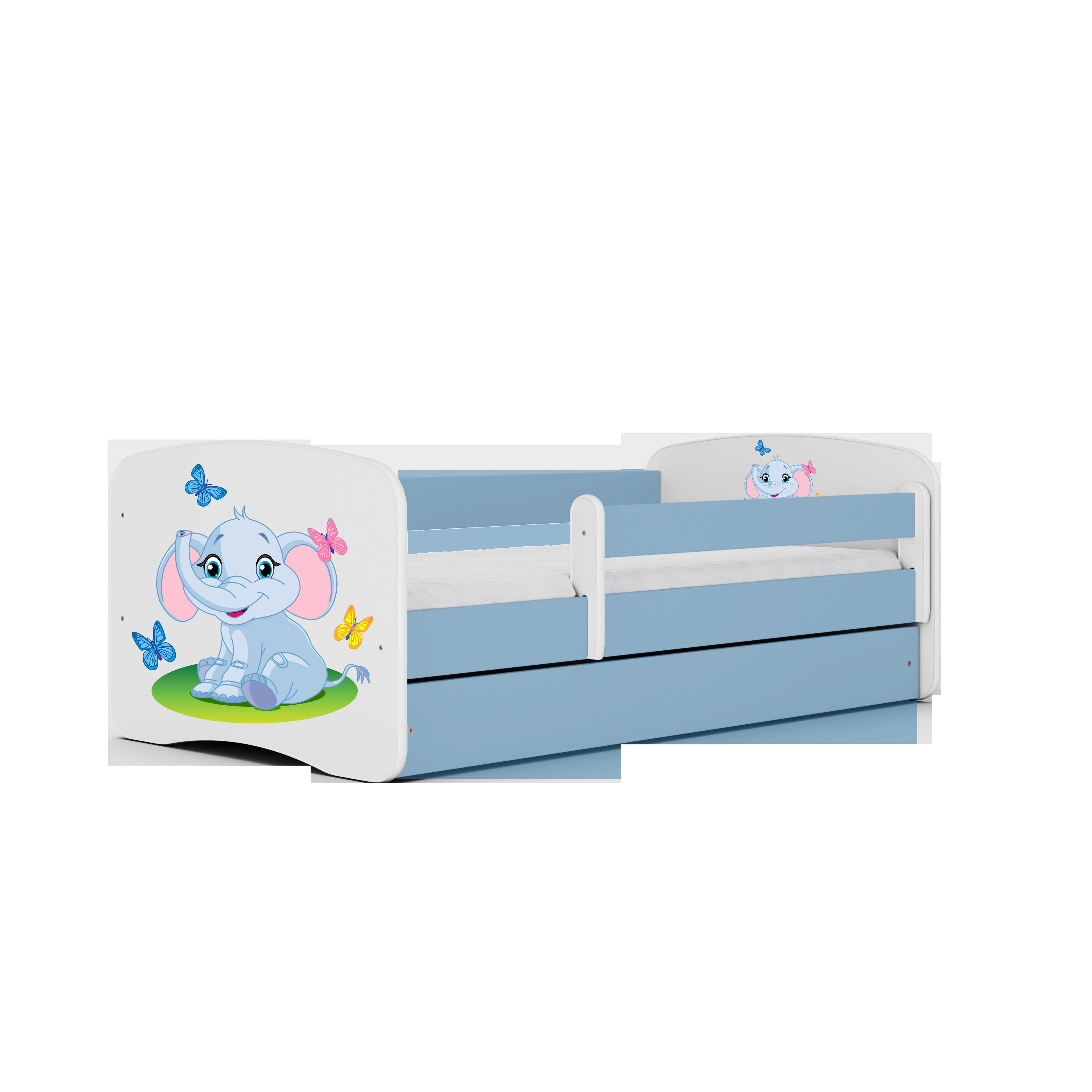 Lova Babydreams - Mažasis drambliukas, mėlyna, 140x70, su stalčiumi