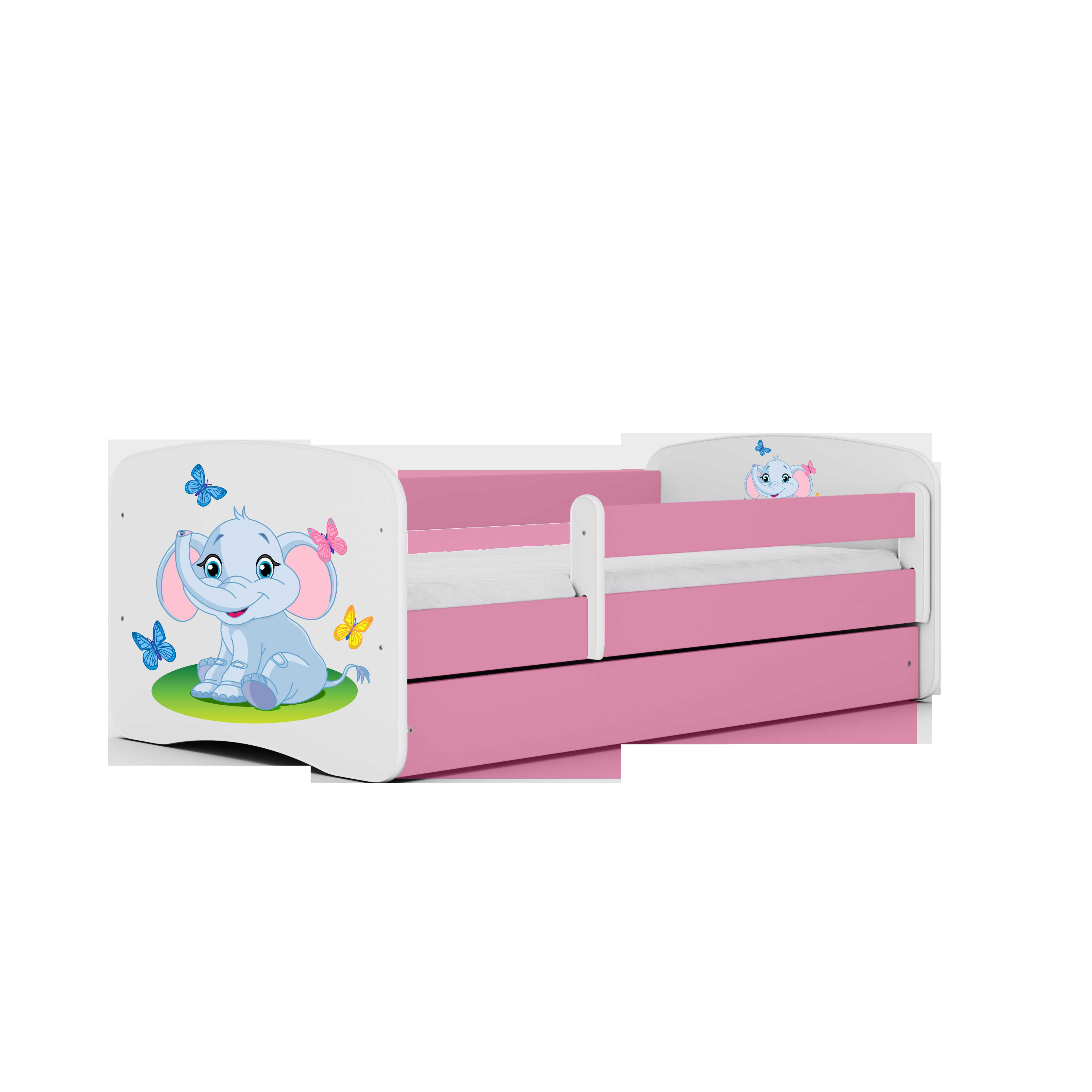 Lova Babydreams - Mažasis drambliukas, rožinė, 140x70, su stalčiumi