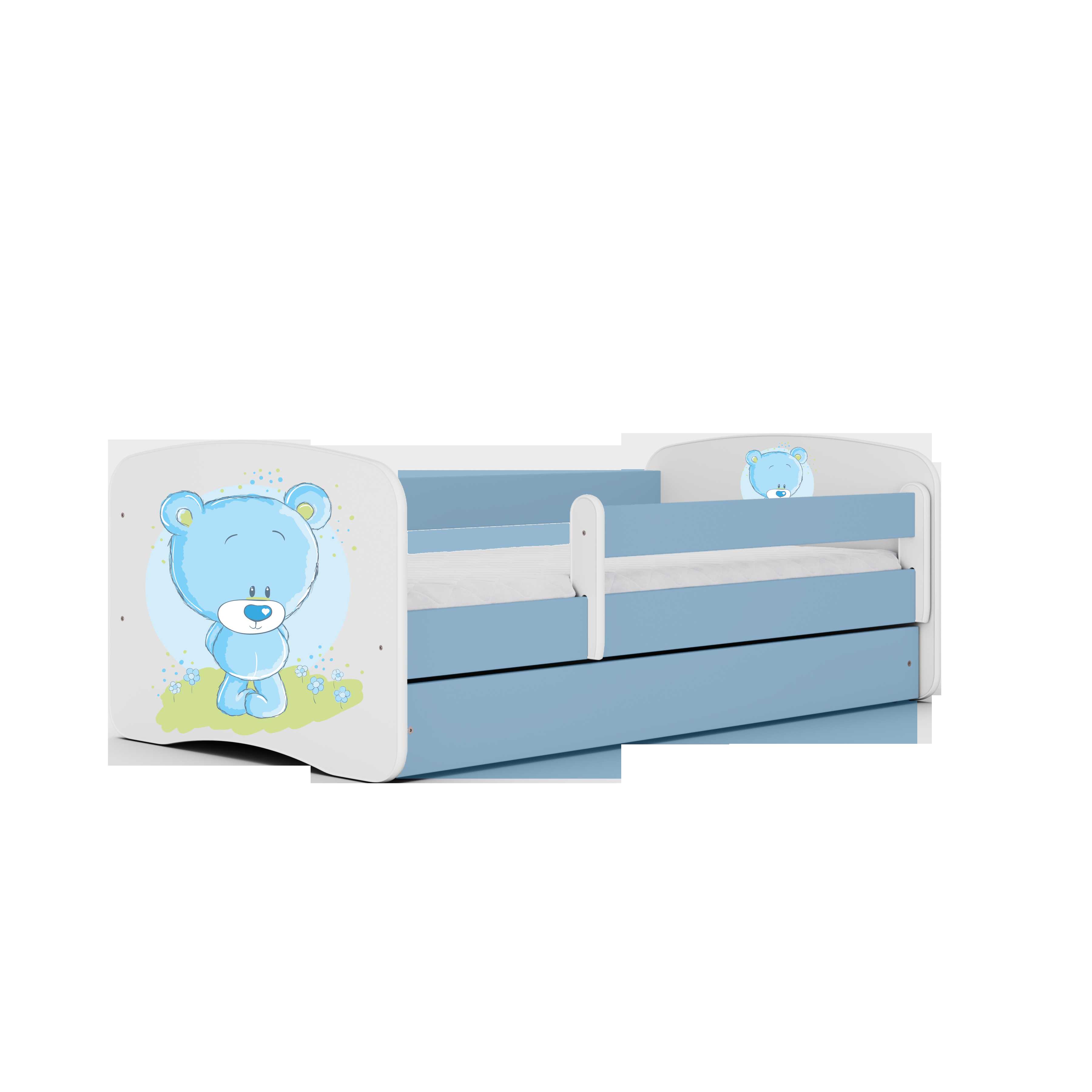 Lova Babydreams - Meškiukas, mėlyna, 160x80, su stalčiumi