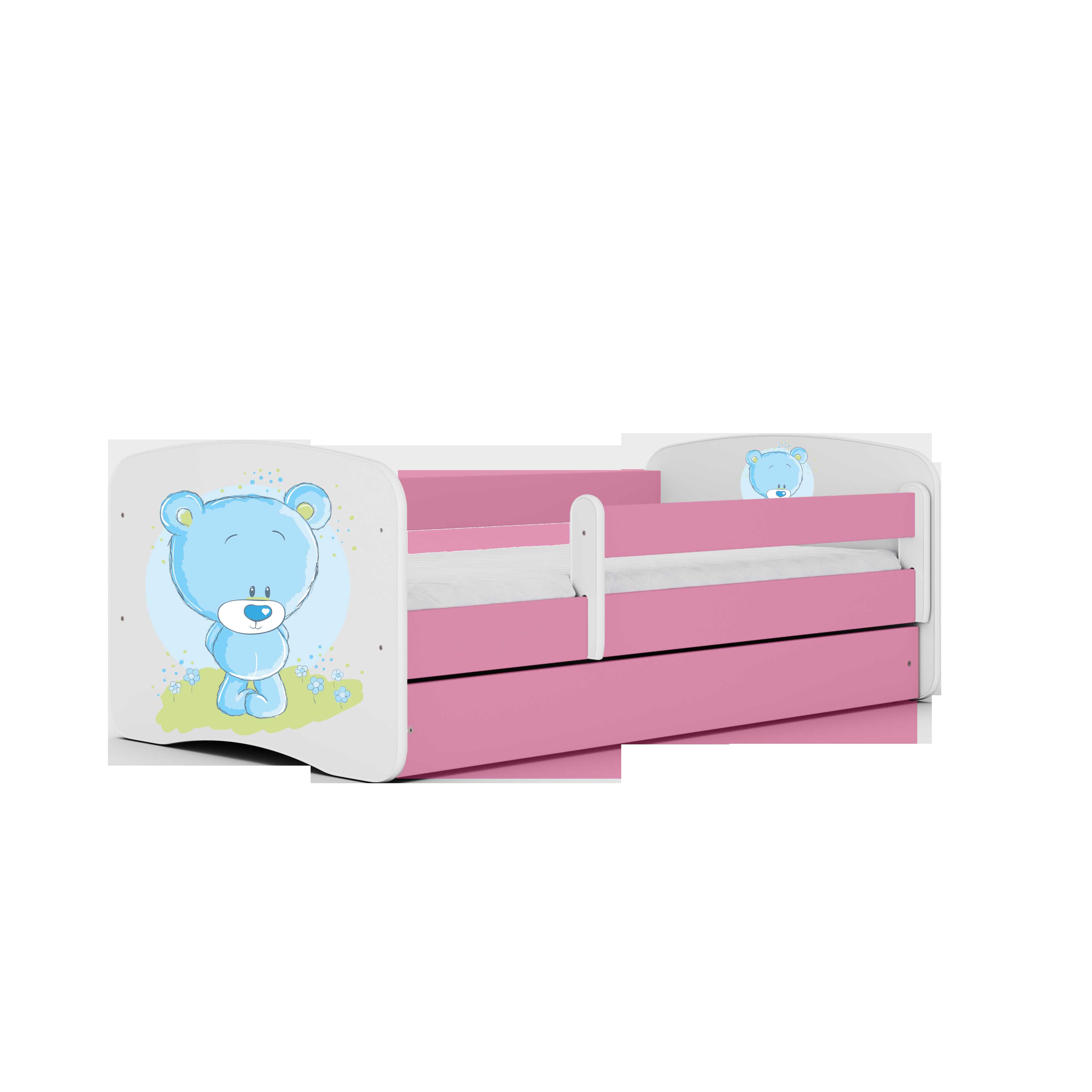 Lova Babydreams - Meškiukas, rožinė, 160x80, su stalčiumi