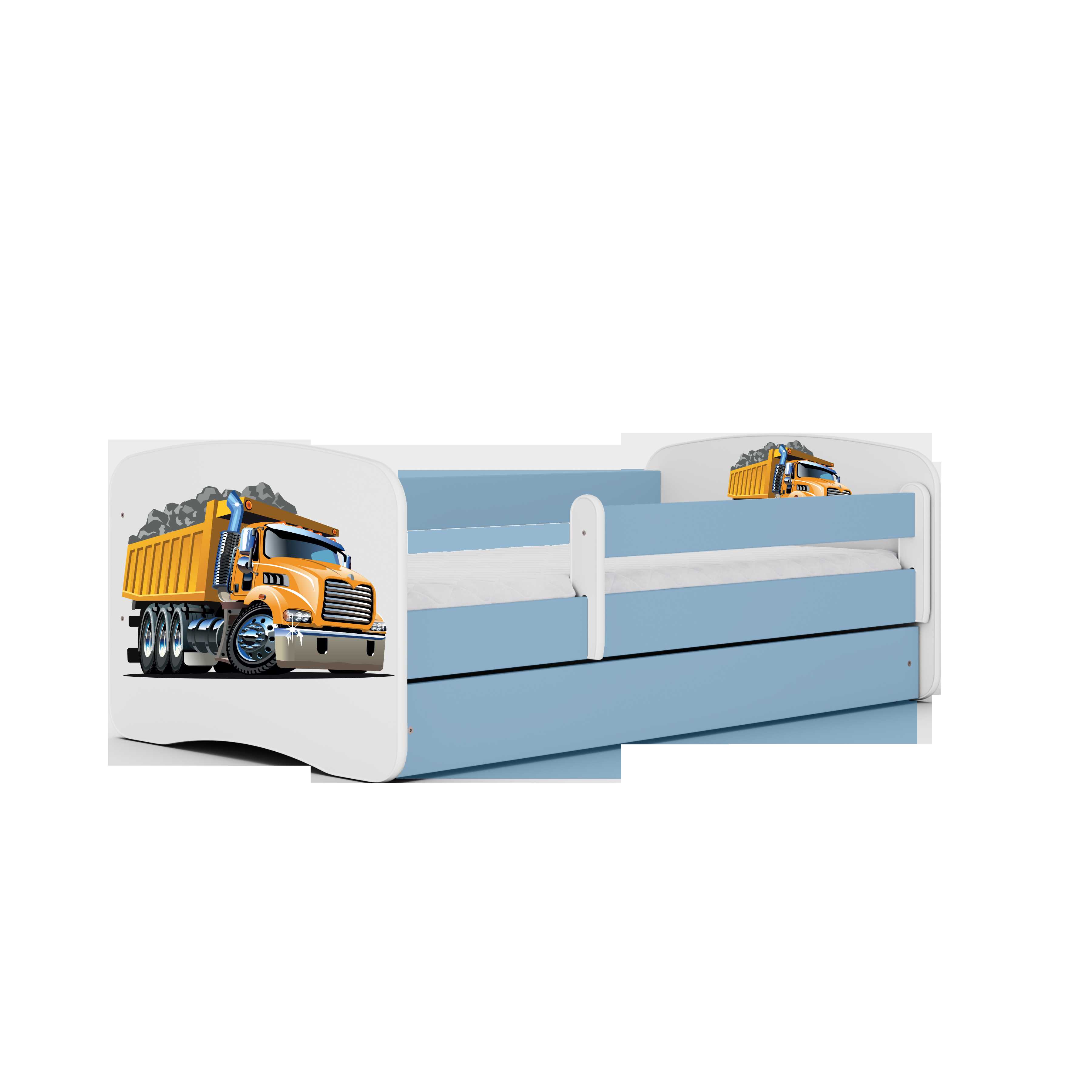 Lova Babydreams - Sunkvežimis, mėlyna, 140x70, su stalčiumi