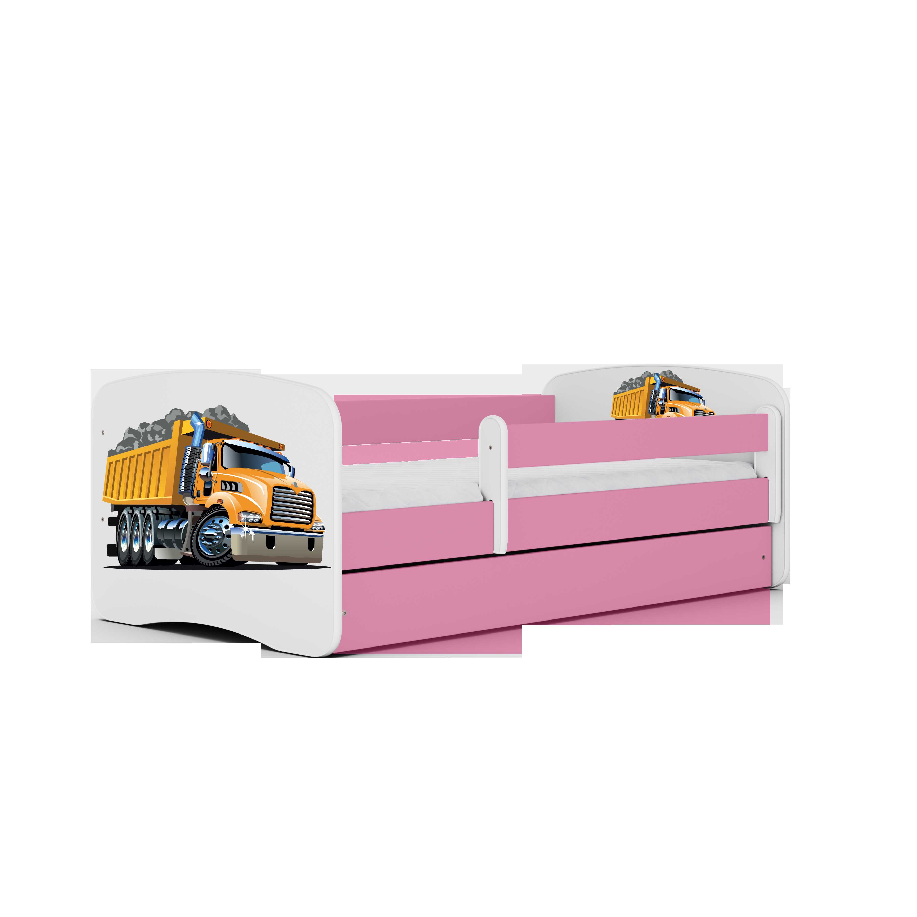 Lova Babydreams - Sunkvežimis, rožinė, 140x70, su stalčiumi
