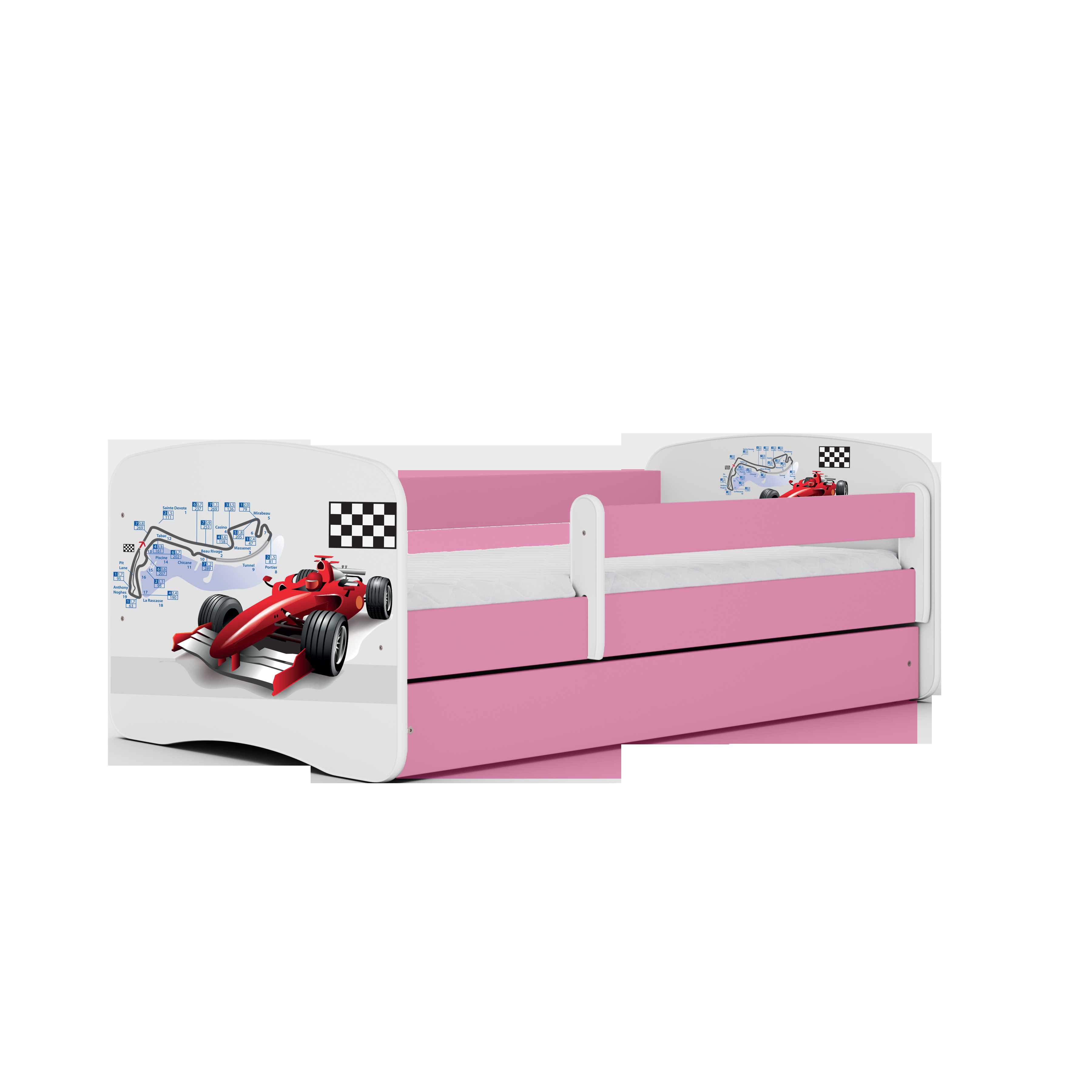 Lova Babydreams - Formulė, rožinė, 140x70, su stalčiumi