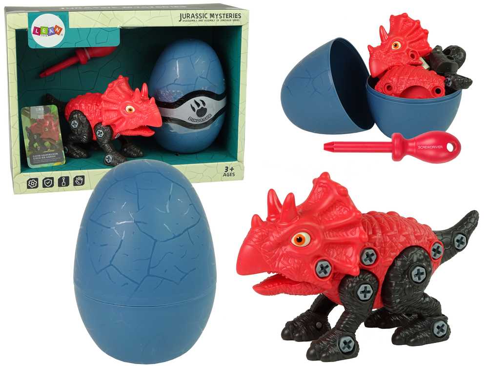 Konstruktorius - dinozauras su kiaušiniu, raudonai juodas