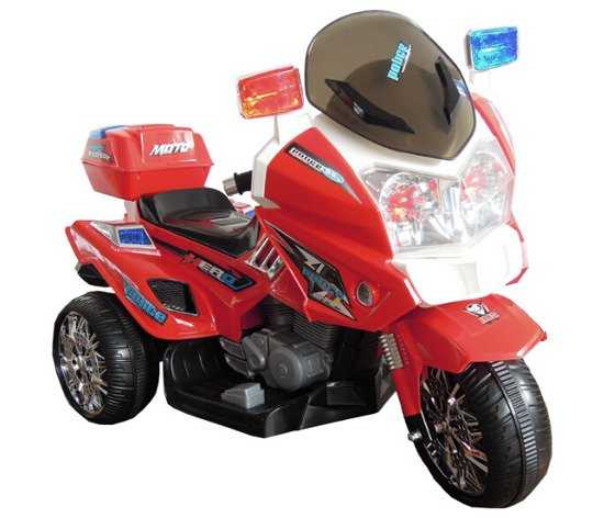 Elektrinis motociklas su švyturėliais, raudonas
