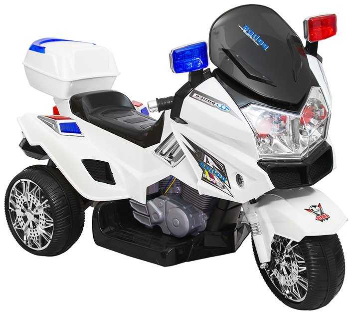 Elektrinis motociklas su švyturėliais, baltas