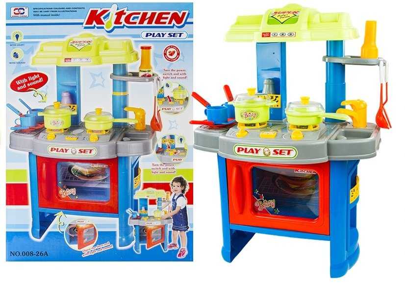 Vaikiška virtuvė su priedais, mėlyna,  60x27x41