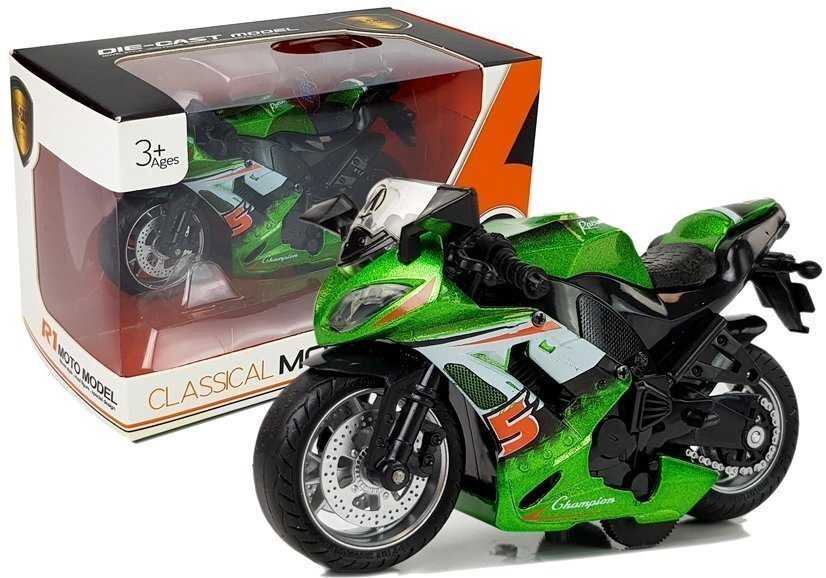 Žaislinis motociklas Classic Motto, žalias