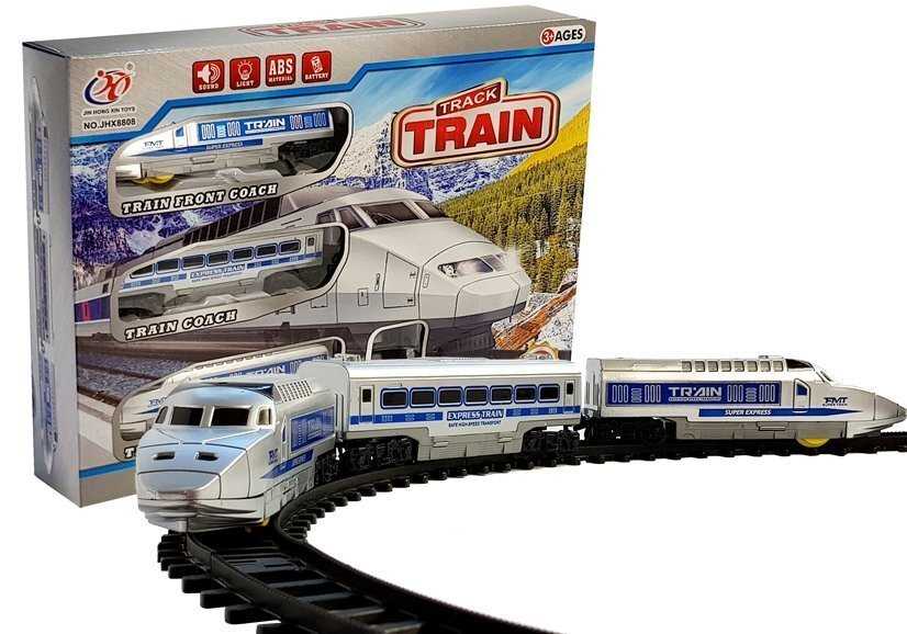 Žaislinis traukinys su bėgiais 