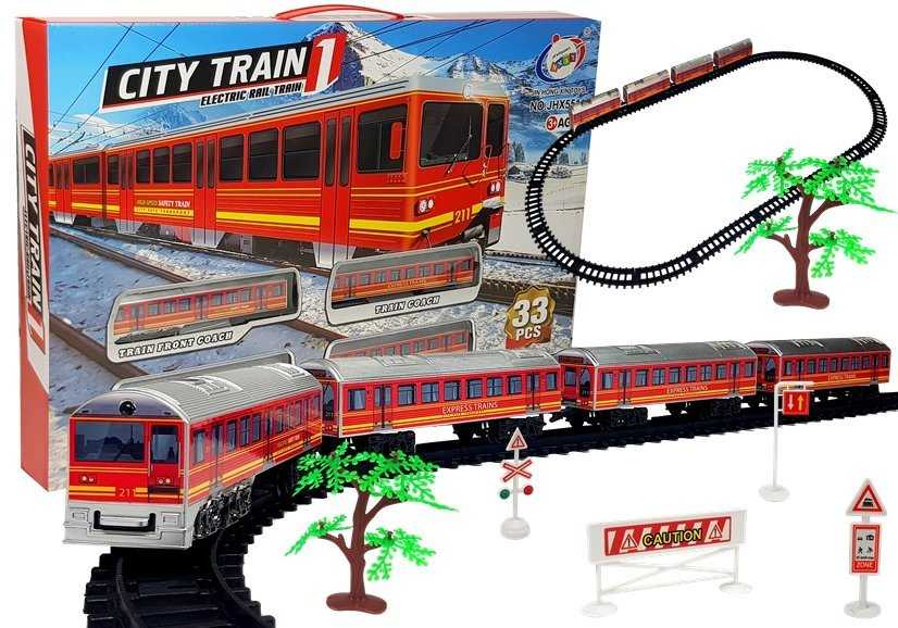 Žaislinis traukinys su bėgiais City Train, 33 elementai