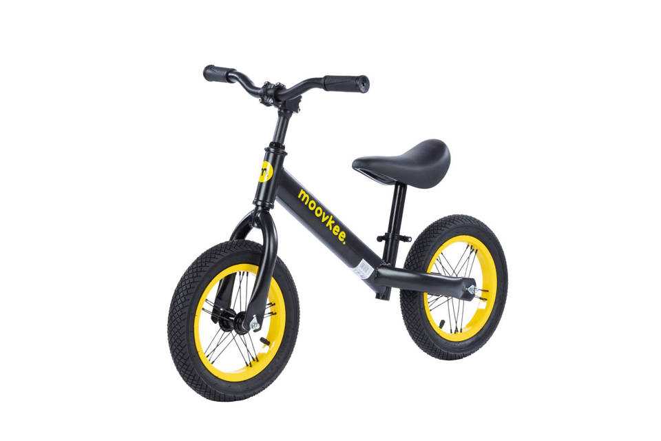 Balansinis dviratukas - Moovkee, 12 colių, juodai geltonas
