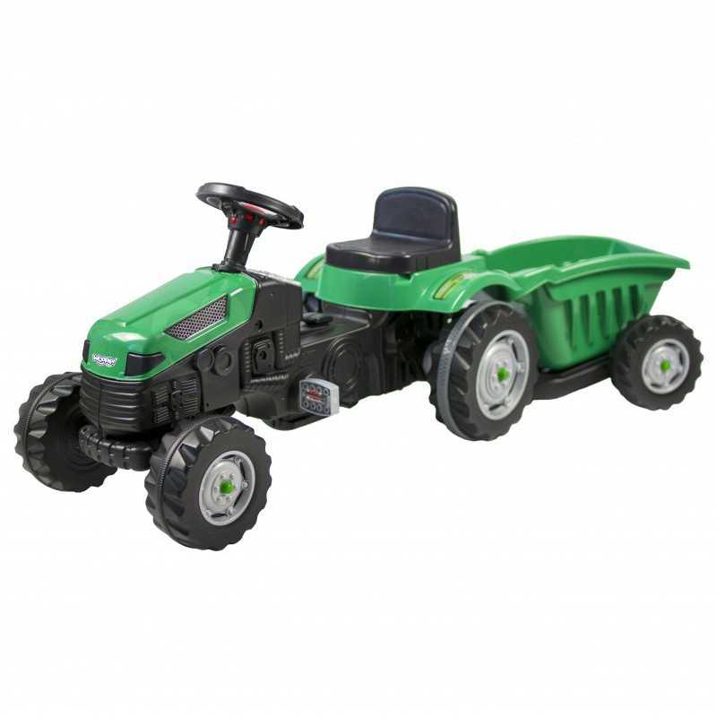 Minamas traktorius su priekaba, žalias