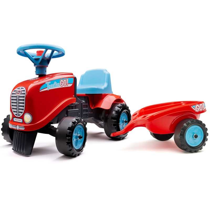Paspiriamas traktorius su priekaba - Falk Tractor Go, raudonas