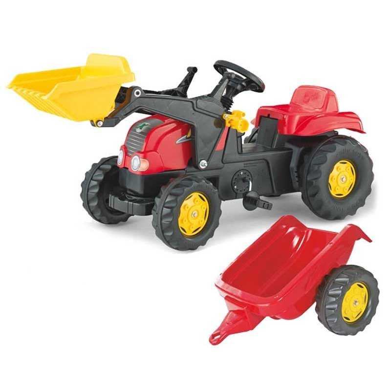 Vaikiškas minamas traktorius su priedais - Rolly Toys, mėlynas			