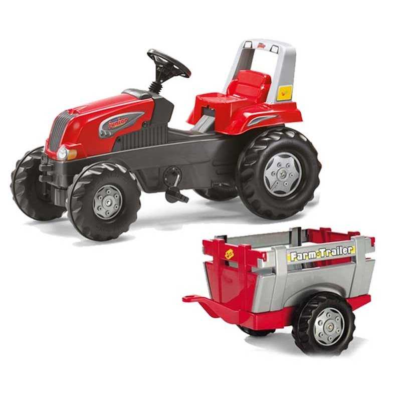 Minamas traktorius Rolly Toys su priekaba, raudonas
