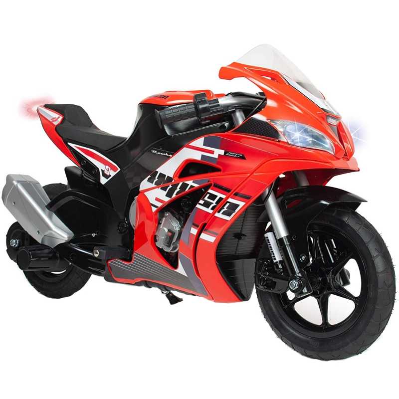 Elektrinis motociklas su pripučiamais ratais Racer Injusa, raudonas