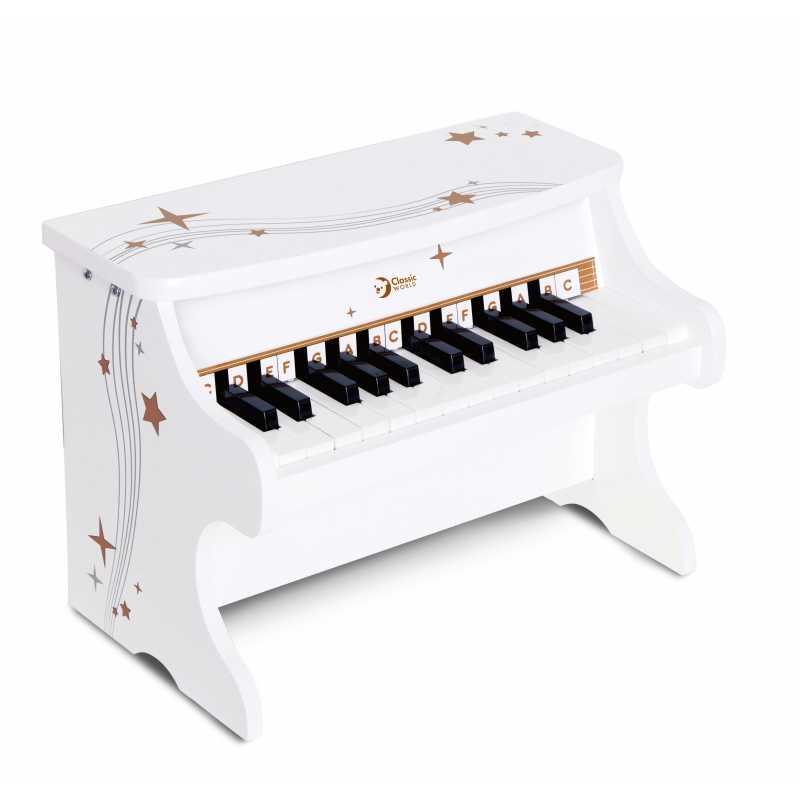 Medinis pianinas vaikams - Classic World, baltas 