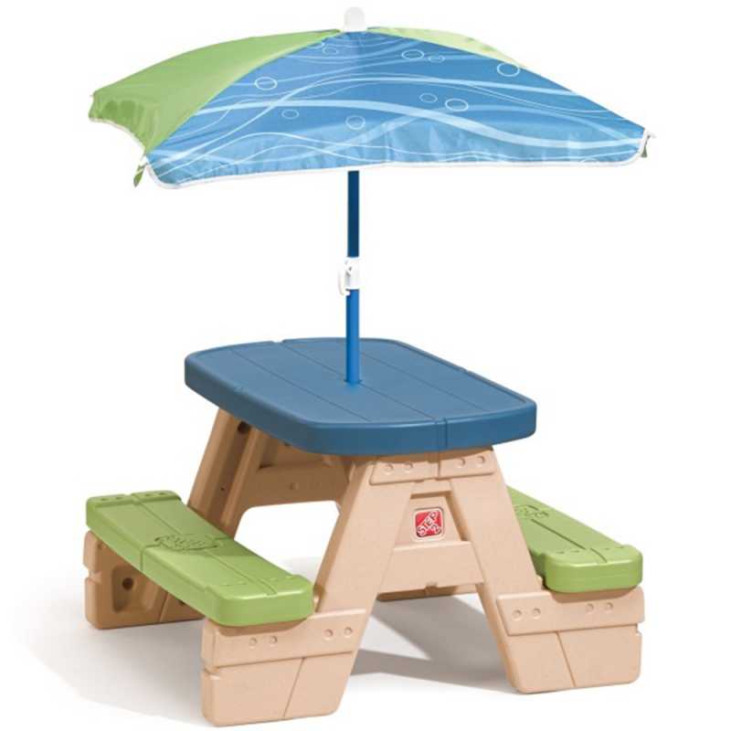 Keturvietis pikniko stalas su skėčiu Step2