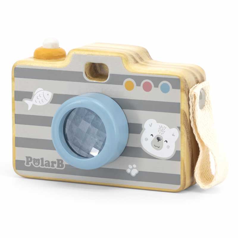 Vaikiškas medinis fotoaparatas - kaleidoskopas