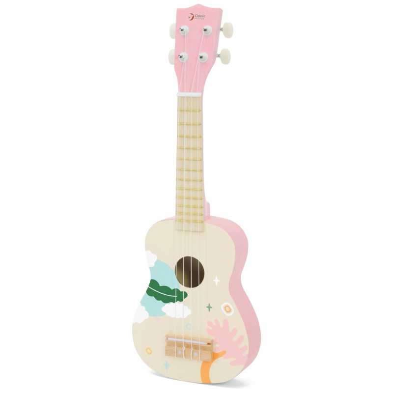 Medinė vaikiška gitara, rožinė 