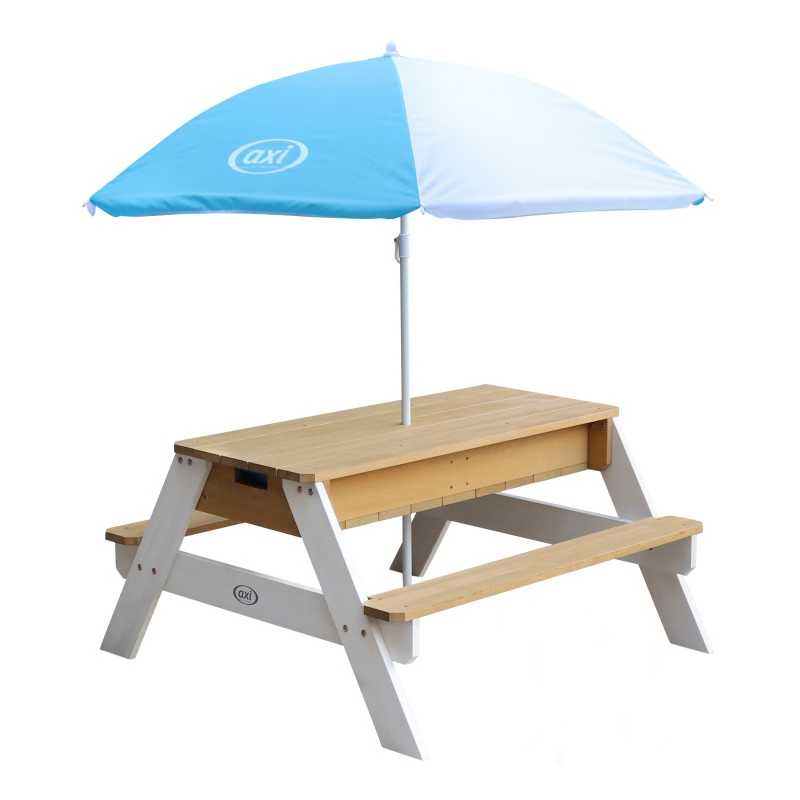 Daugiafunkcinis sodo stalas - Nick AXI, su mėlynu skėčiu					