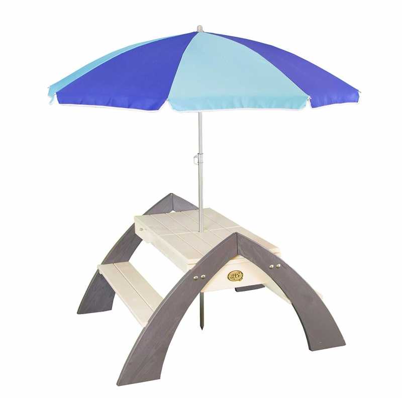 Medinis pikniko stalas su skėčiu 