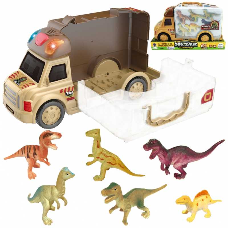 Woopie 2in1 sunkvežimis ir lagaminas su 6 dinozaurų figūrėlėmis