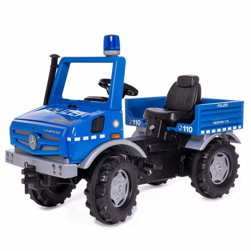 Pedalais minamas visureigis Unimog Merc-Benz Police, mėlynas