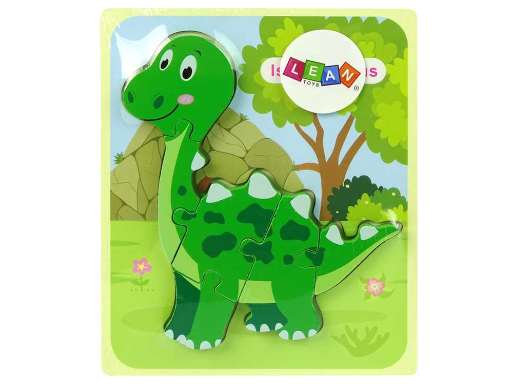Medinė dėlionė Isanosauus dinozauras, žalias 