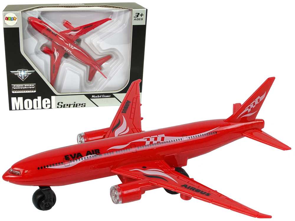 Keleivinis lėktuvas su garso ir šviesos efektais, raudonas