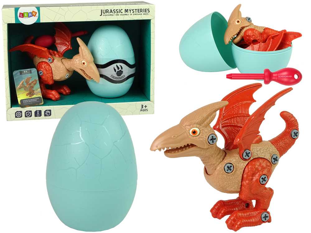 Konstruktorius - dinozauras su kiaušiniu, rudas