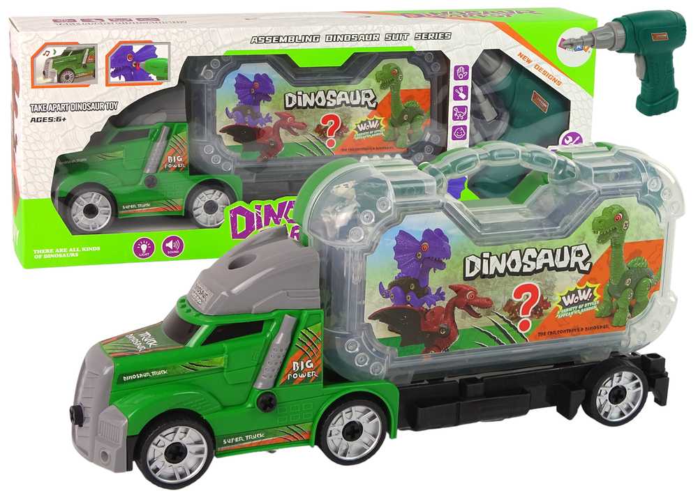 Sunkvežimis su dinozauru ir atsuktuvu