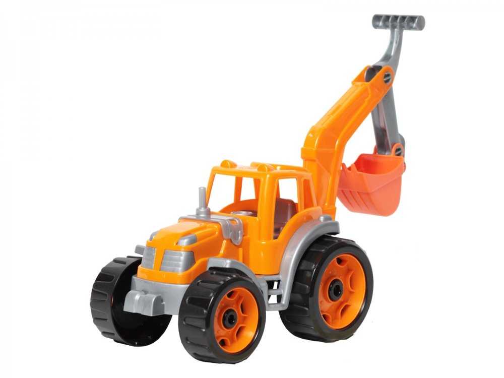 Žaislinis traktorius su kaušu, oranžinis