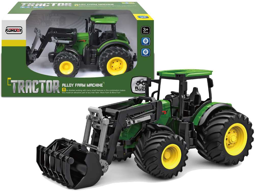 Traktorius su kastuvu, žalias