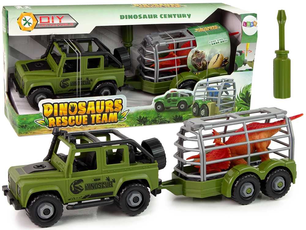 Dinozaurų transportavimo sunkvežimis su dinozauru ir atsuktuvu