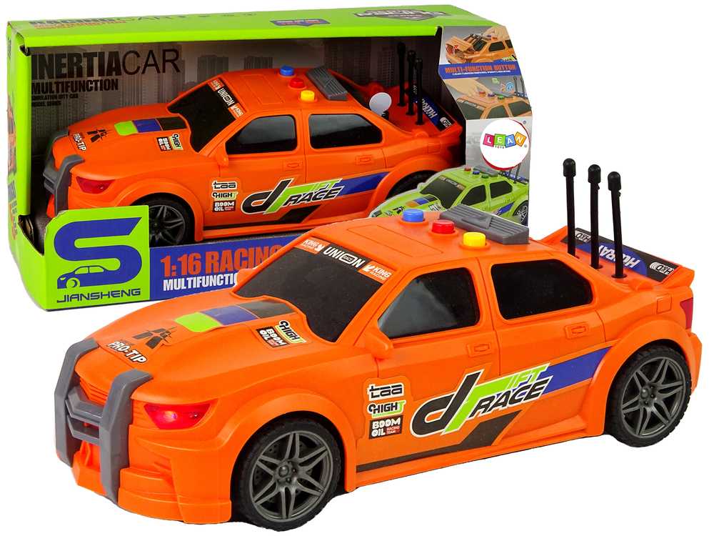 Sportinis lenktyninis automobilis 1:16 su garso efektais, oranžinis
