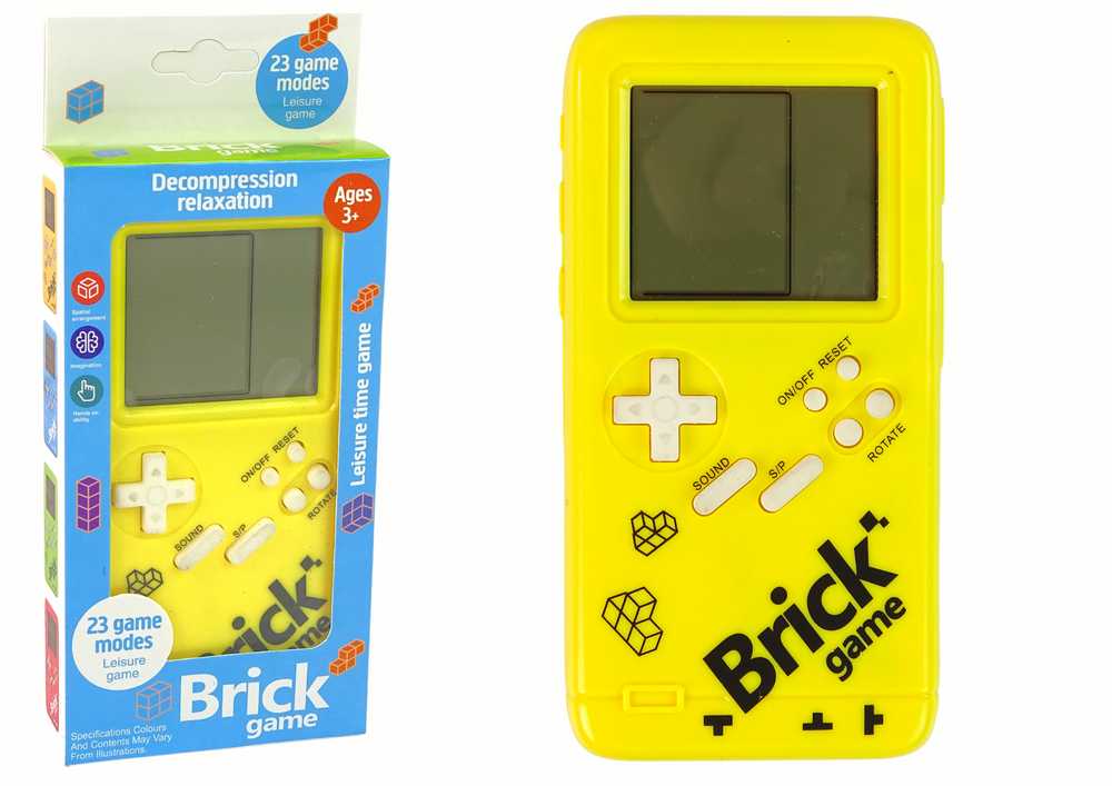 Brick game stačiakampe žaidimų konsolė, geltona