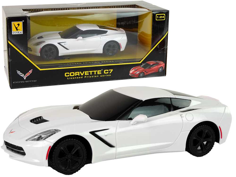 Nuotoliniu būdu valdomas Corvette C7 1:24 automobilis, baltas
