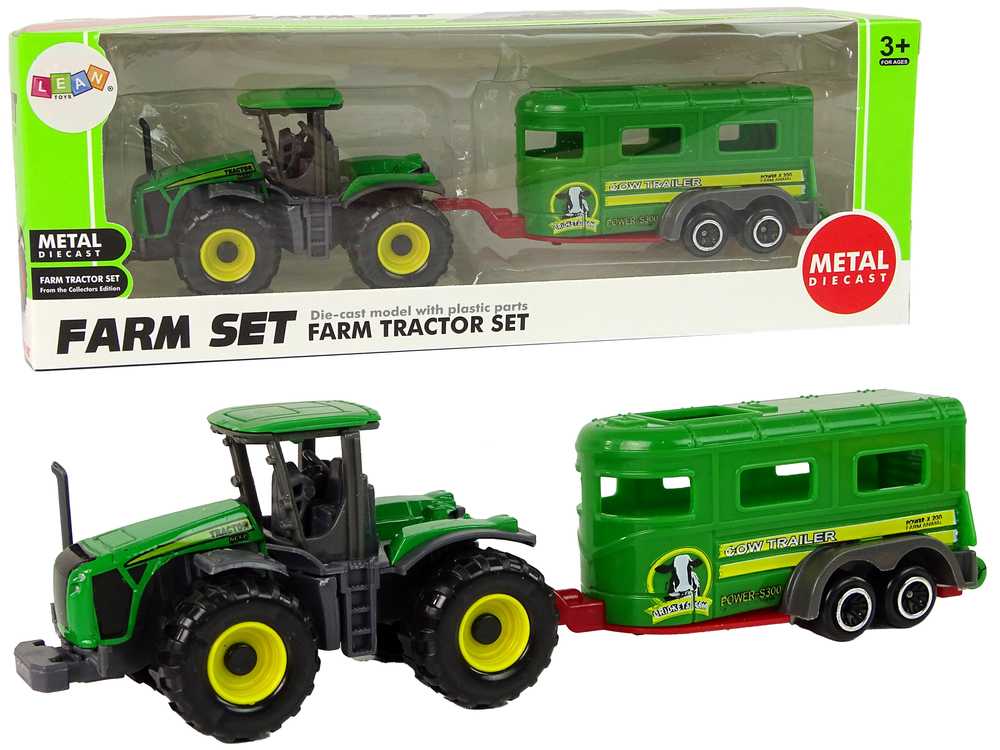 Traktorius su priekaba, žalias