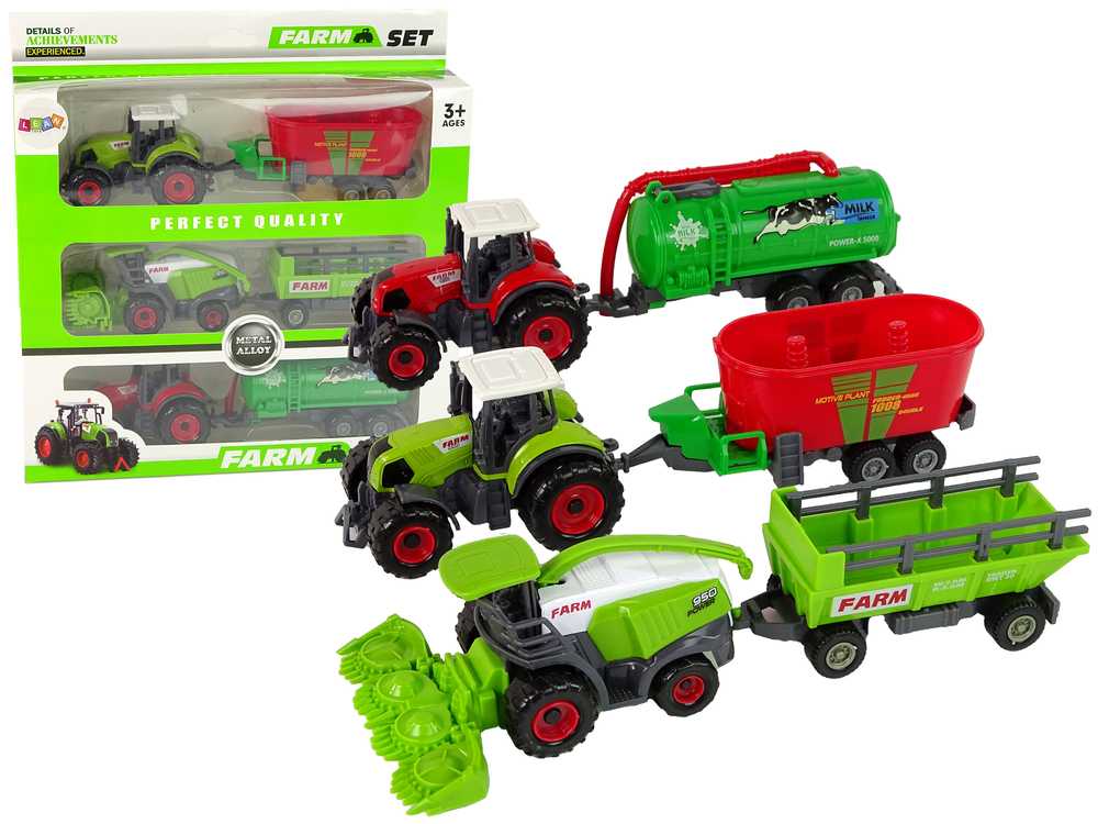 Traktoriaus su kombainu rinkinys, žalias/raudonas